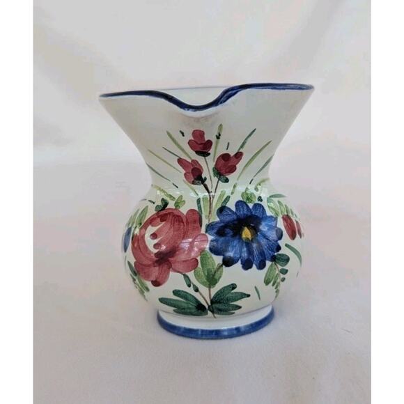 Vtg Italian Pottery Colorful Hand Painted Floral Creamer Pitcher 3.25" Signed - Picture 2 of 10